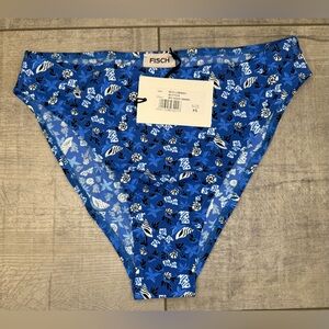 NWT FISCH Women's Lorient Bikini Bottom blue coastal-print size XS